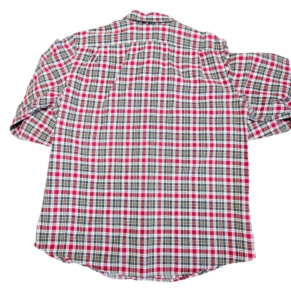 Eddie Bauer Relaxed Fit Flannel Shirt Size L Red Black Plaid Button Down Collar - Picture 3 of 9